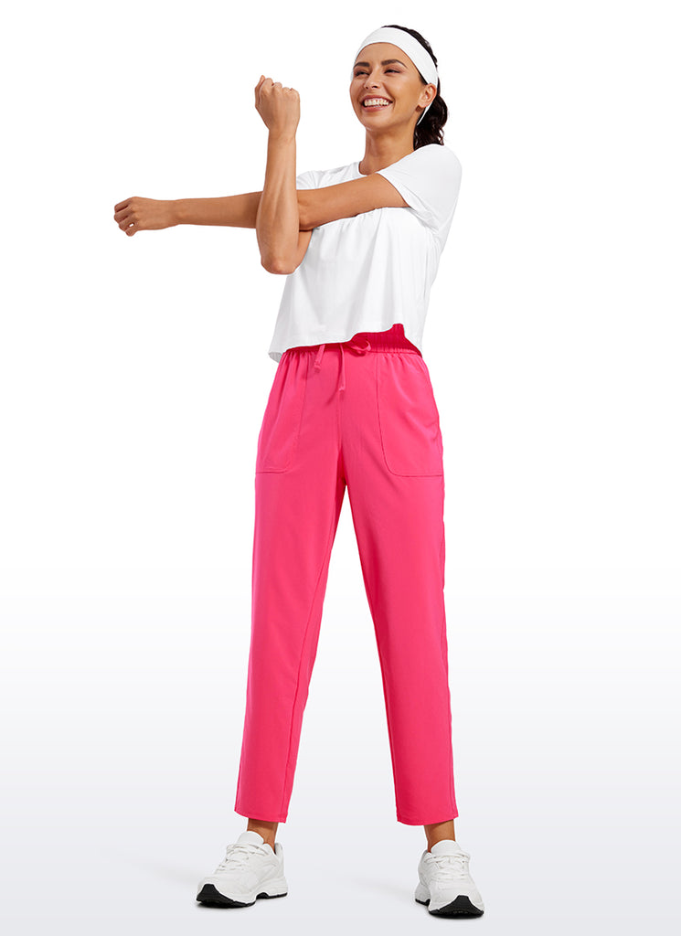 CRZ YOGA Women's Casual Workout Pants Mid Rise with Pockets 27" Platinum Grey