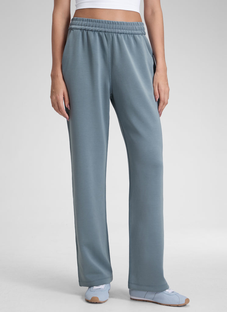 CRZ YOGA Women's SoftAura High Rise Wide Leg Pants with Pockets 31'' Rhino Grey