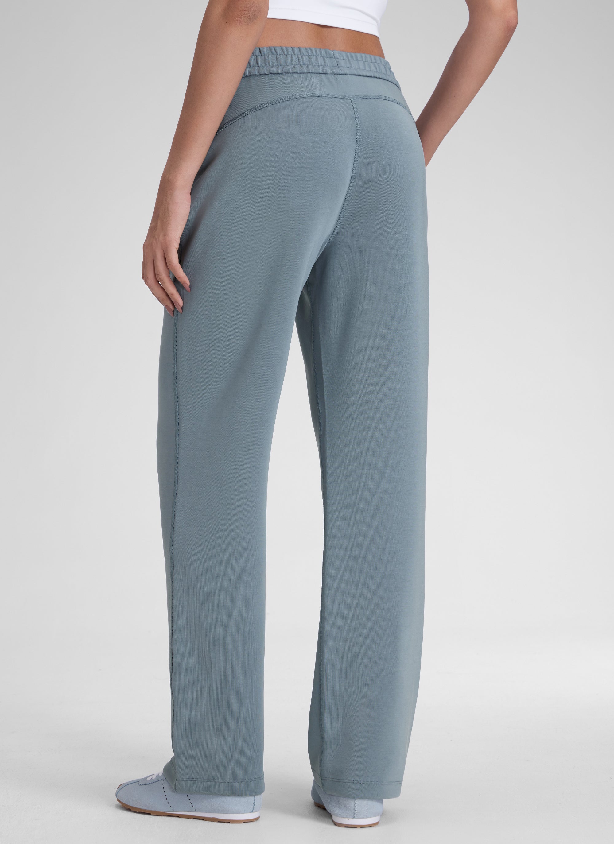 CRZ YOGA Women's SoftAura High Rise Wide Leg Pants with Pockets 31'' Rhino Grey