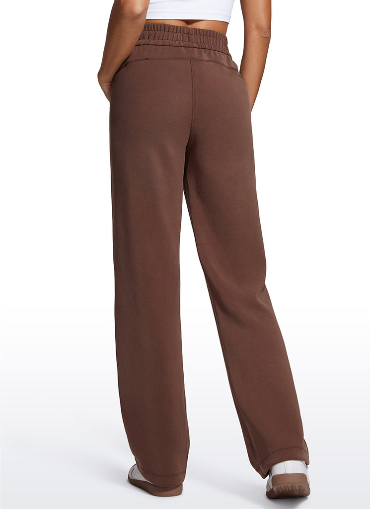CRZ YOGA Women's SoftAura High Rise Wide Leg Pants with Pockets 31'' Coffee Brown