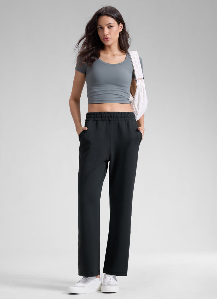CRZ YOGA  Women's Casual SoftAura Modal High Rise Pocket Sweatpant 29" Black