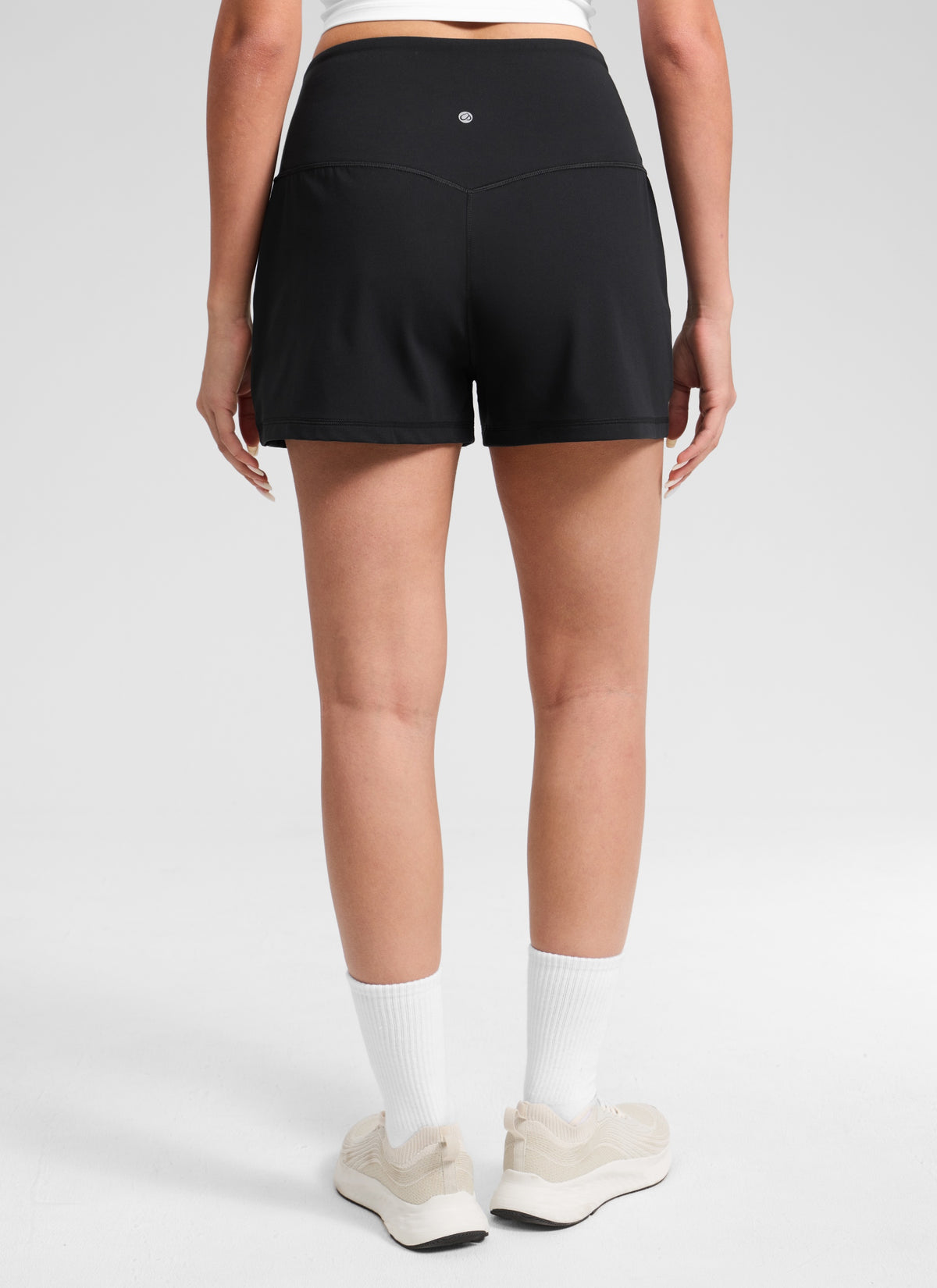 CRZ YOGA Women Butterlift High Waisted Shorts with Pockets Linerless Black @model_info:Anano