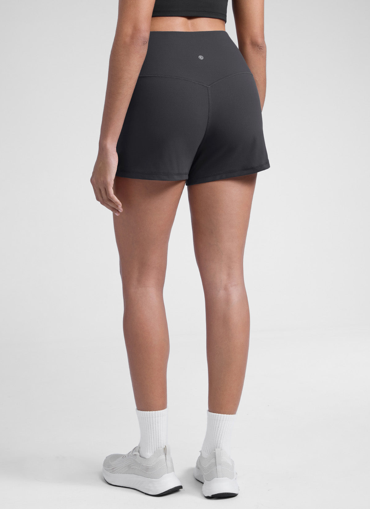 CRZ YOGA Women Butterlift High Waisted Shorts with Pockets Linerless Mysterious Grey @model_info:D