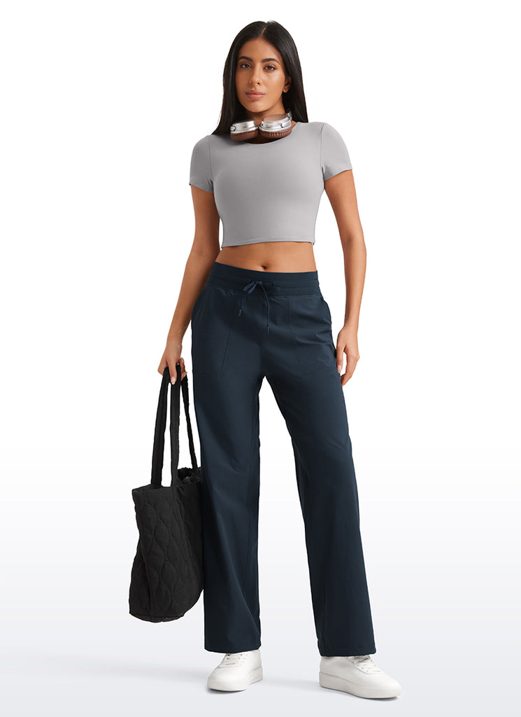 CRZ YOGA Women Stretch Straight Leg High Waisted Casual Pants 30" Arbor Olive