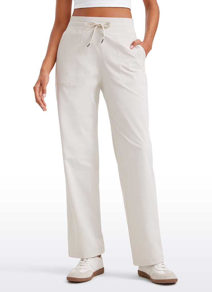 CRZ YOGA Women Stretch Straight Leg High Waisted Casual Pants 30" Milky White