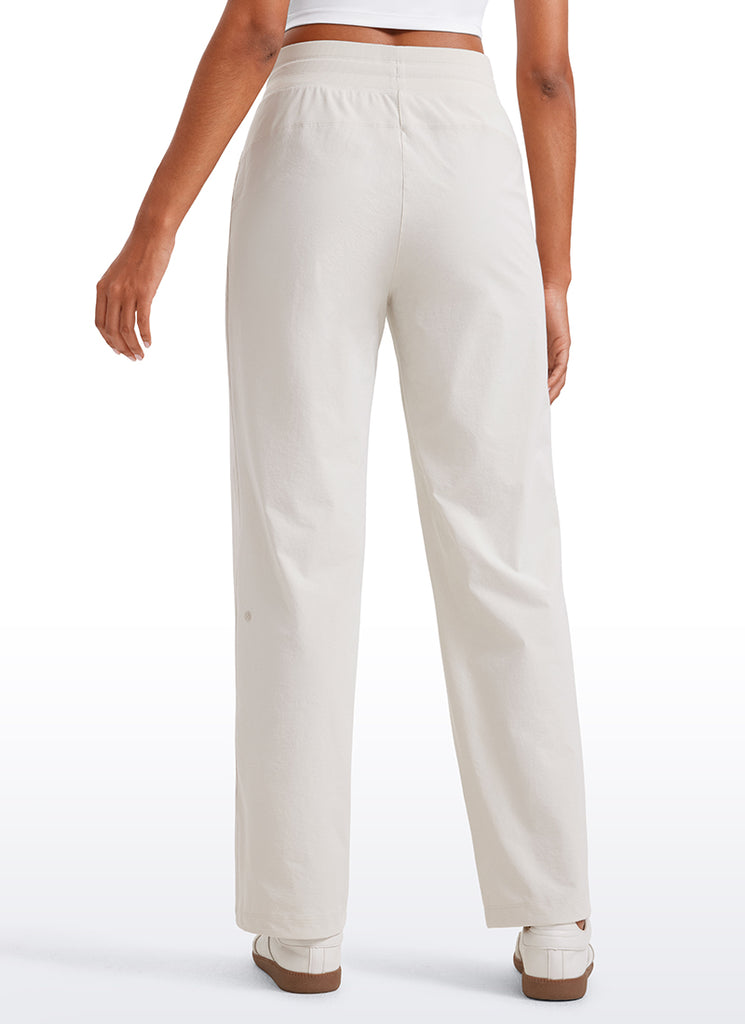 CRZ YOGA Women Stretch Straight Leg High Waisted Casual Pants 30" Milky White