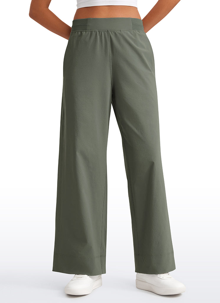 CRZ YOGA Women Stretch Wide Leg High Waisted Casual Pants 30" Milky White