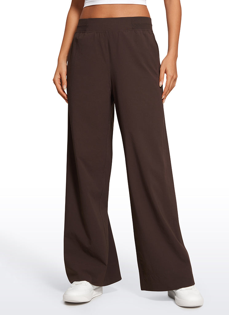 CRZ YOGA Women Stretch Wide Leg High Waisted Casual Pants 30" Milky White