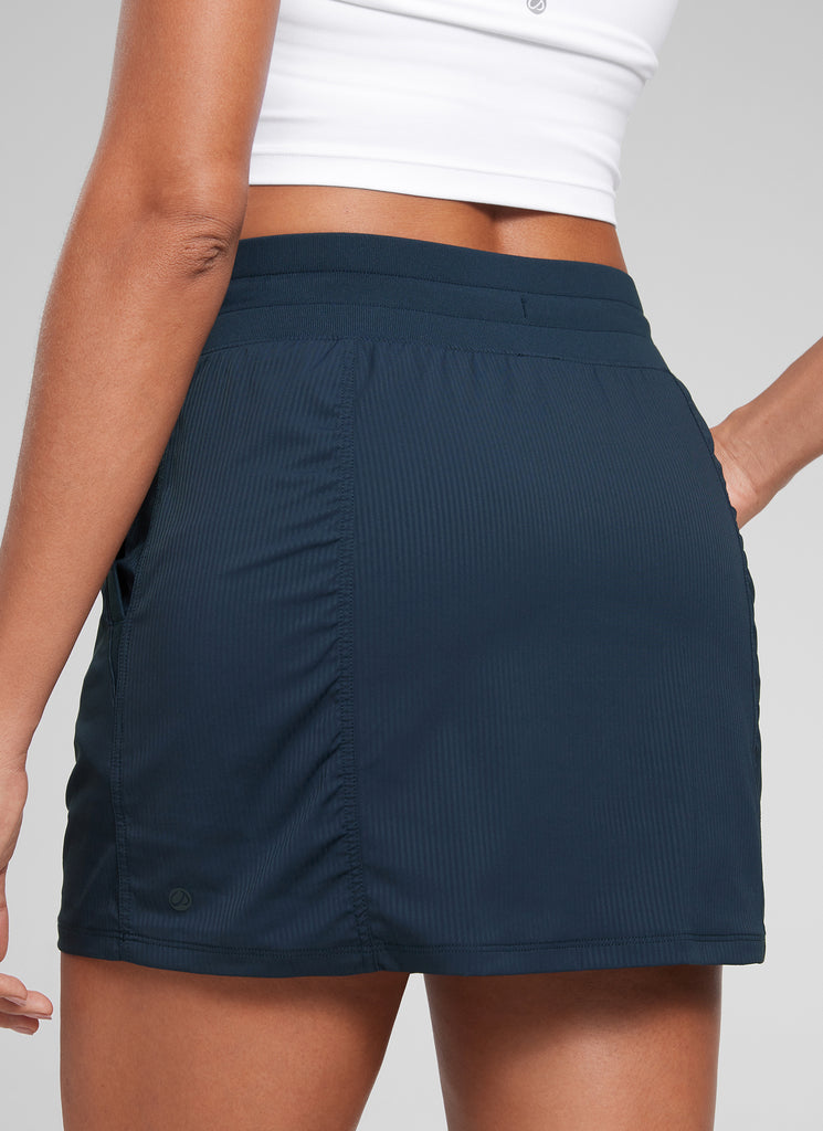 CRZ YOGA Women Golf Casual Athletic Drawstring Skirt with Side Pockets Ink Blue