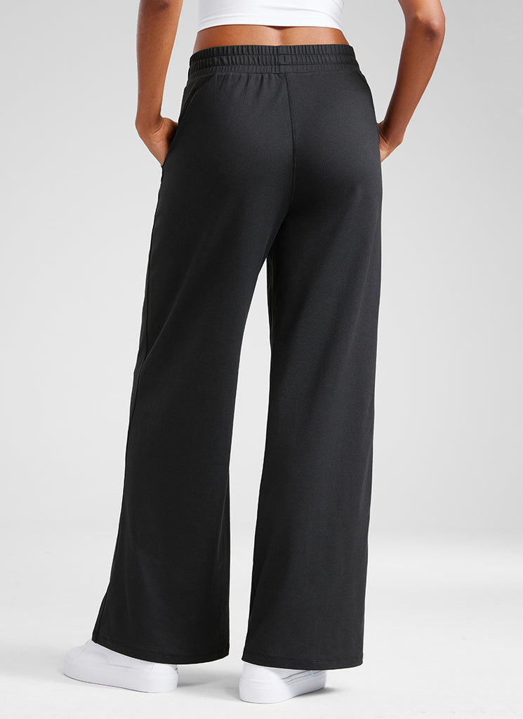 CRZ YOGA Cloud Jersey Wide Leg Sweatpants Women 30” with Pockets Black