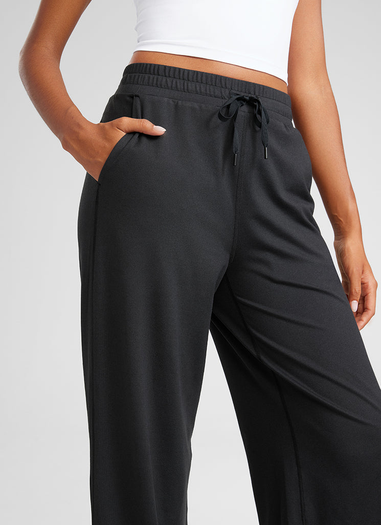 CRZ YOGA Cloud Jersey Wide Leg Sweatpants Women 30” with Pockets Black