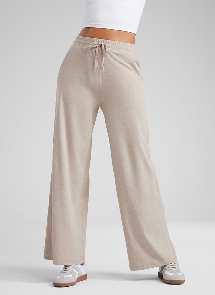 CRZ YOGA Cloud Jersey Wide Leg Sweatpants Women 30” with Pockets Mojave Tan