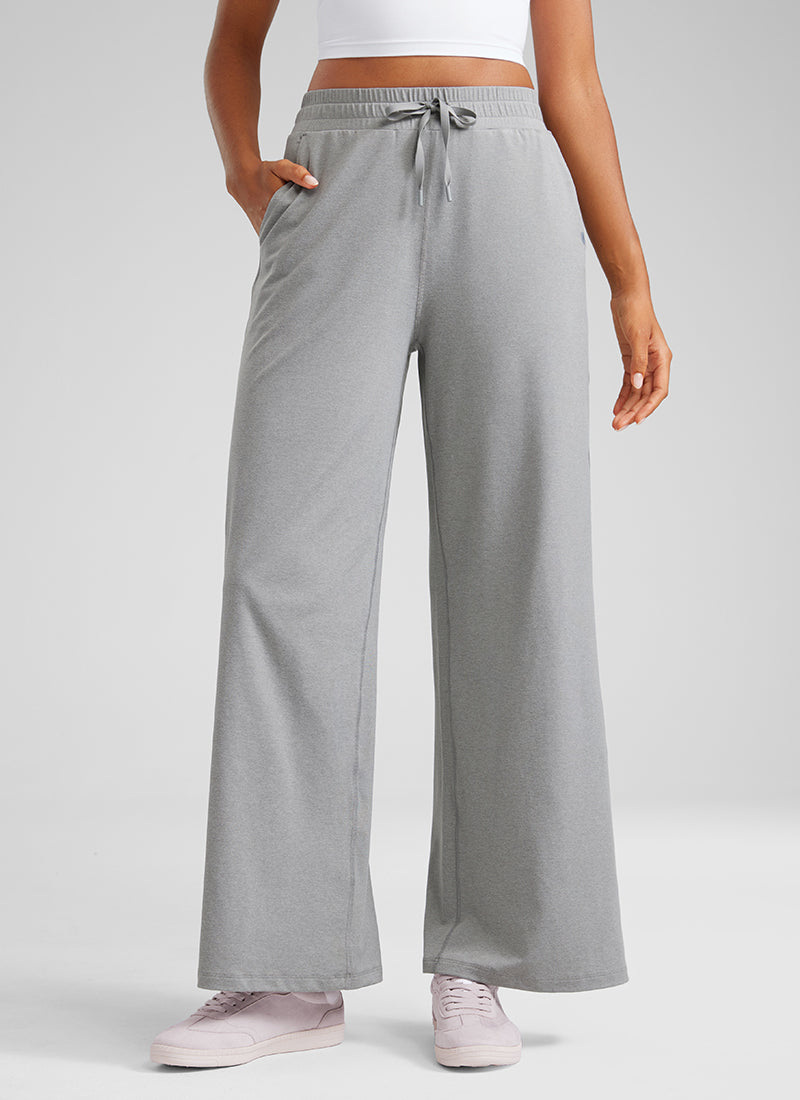 CRZ YOGA Cloud Jersey Wide Leg Sweatpants Women 30” with Pockets Sterling