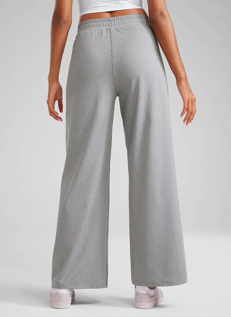 CRZ YOGA Cloud Jersey Wide Leg Sweatpants Women 30” with Pockets Sterling