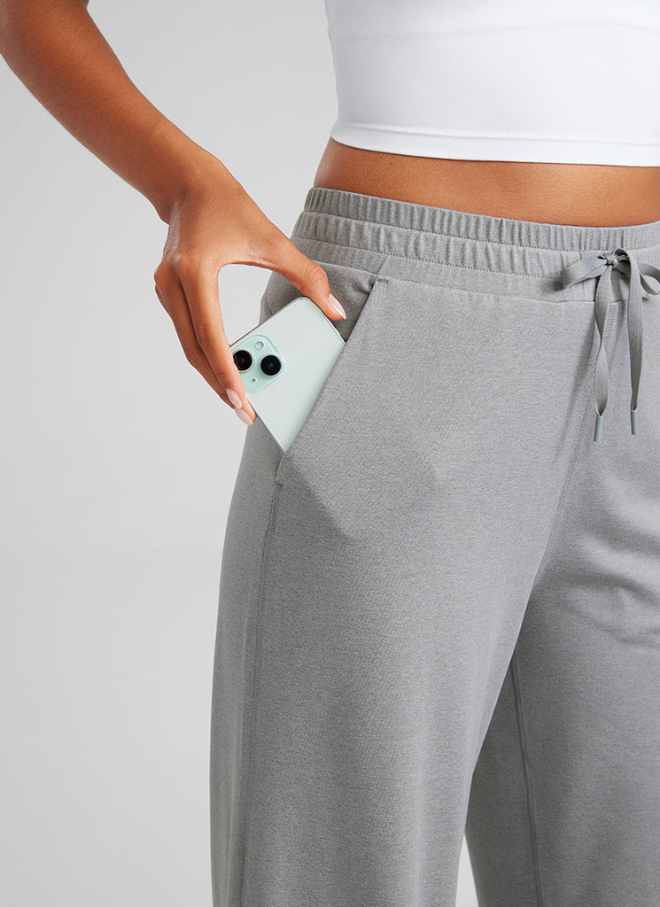 CRZ YOGA Cloud Jersey Wide Leg Sweatpants Women 30” with Pockets Sterling