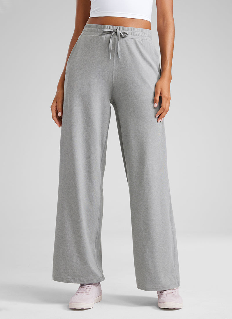 CRZ YOGA Cloud Jersey Wide Leg Sweatpants Women 30” with Pockets Sterling