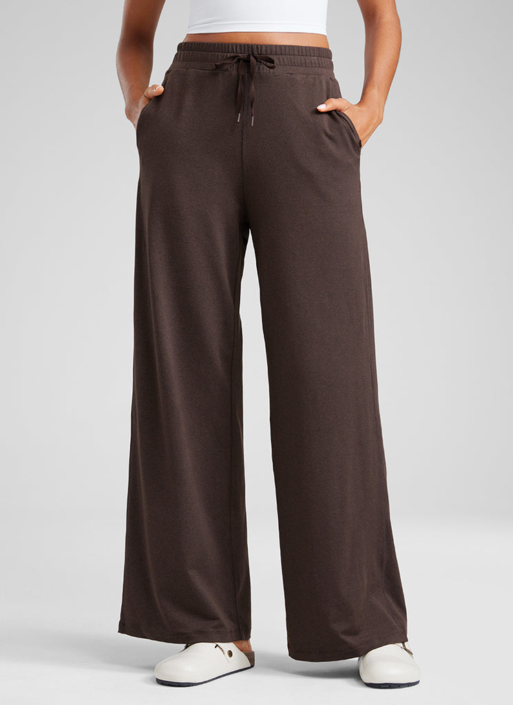 CRZ YOGA Cloud Jersey Wide Leg Sweatpants Women 30” with Pockets Sterling