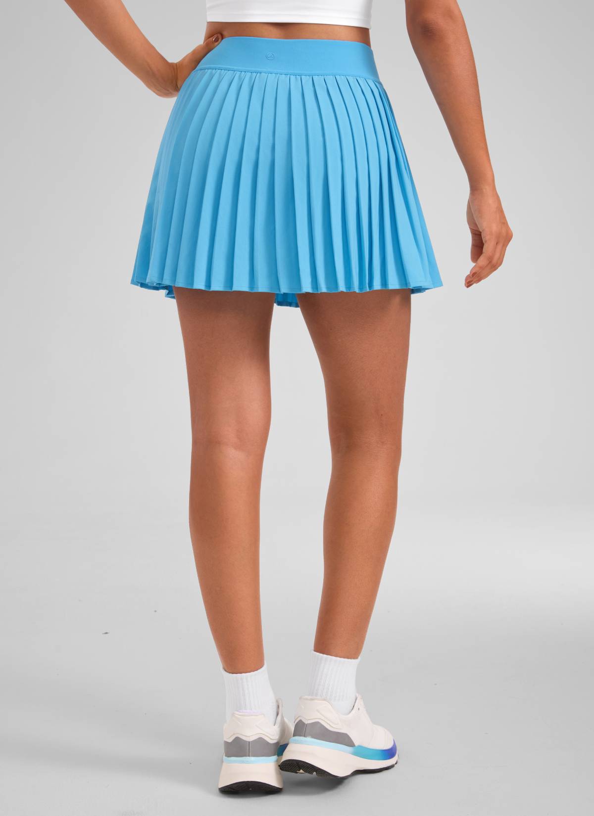 CRZ YOGA Women's Skort Tennis Mini Pleated High Rise Tennis Skirt 14'' Kayak Blue