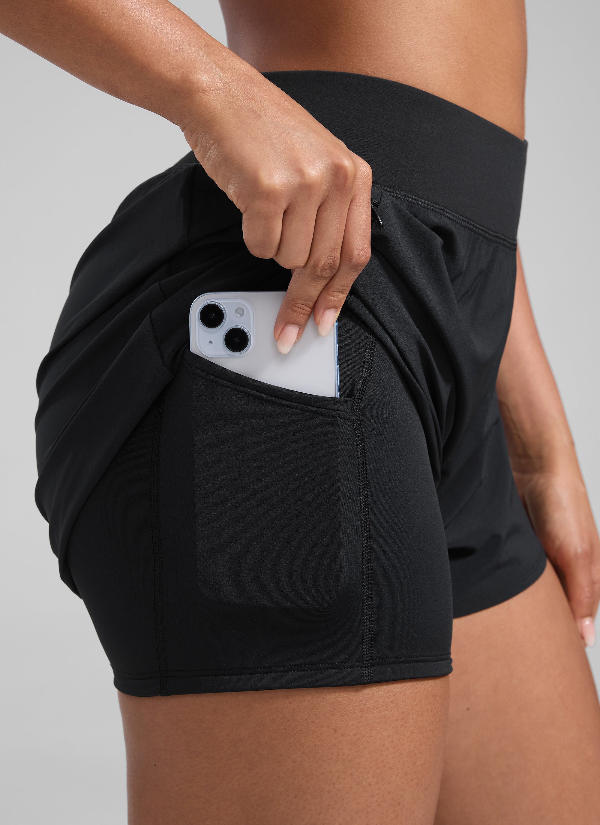 Feathery-Fit Soft 2 in 1 Zip Pocket Short  3