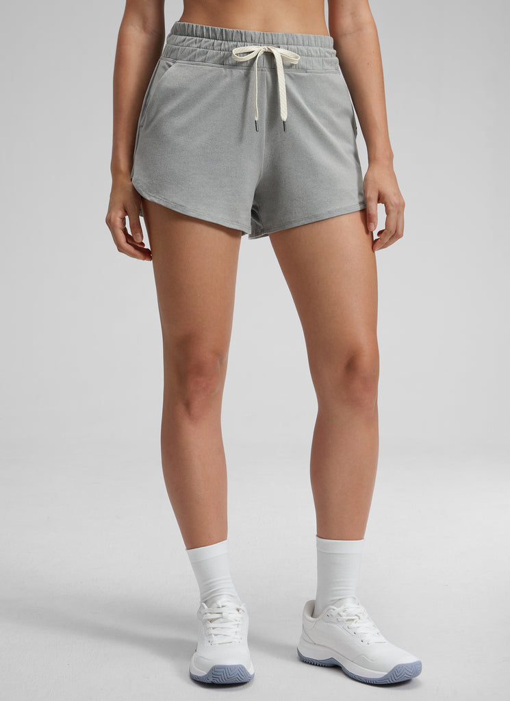 CRZ YOGA Women's Cloud Jersey High Rise Dolphin Casual Sweat Short 3'' Sterling