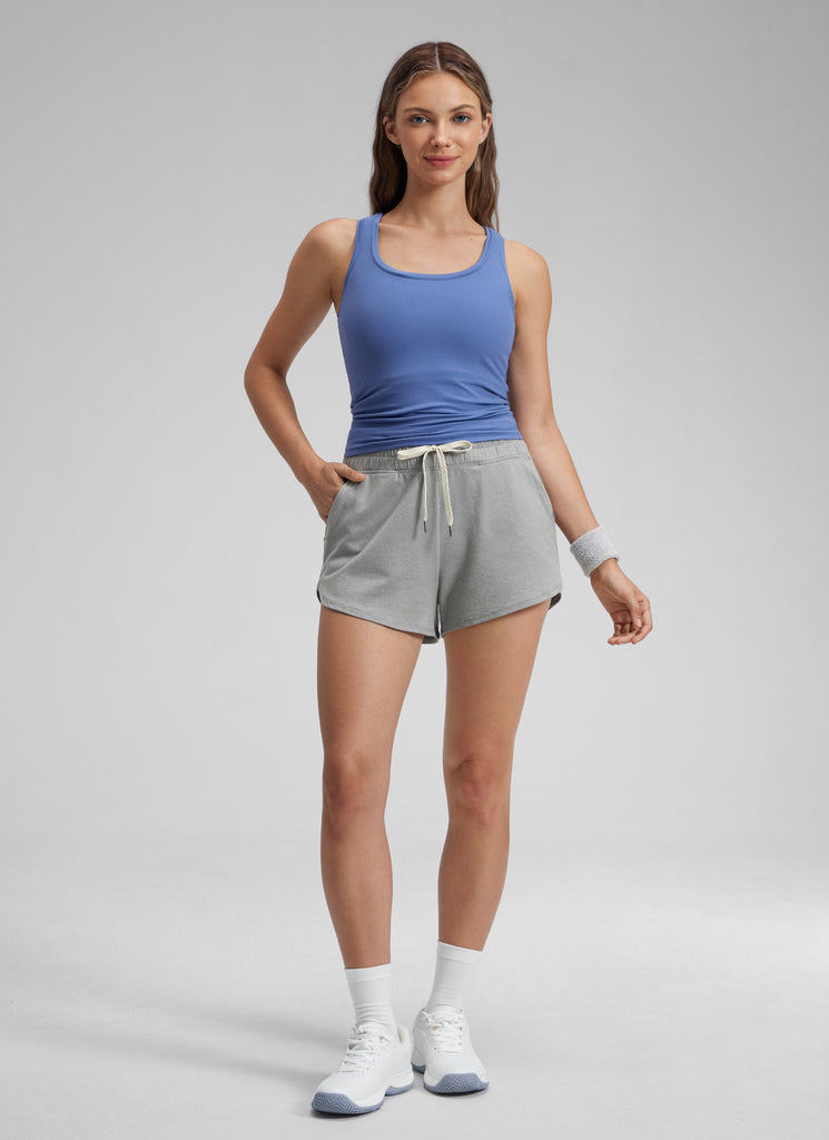 CRZ YOGA Women's Cloud Jersey High Rise Dolphin Casual Sweat Short 3'' Sterling