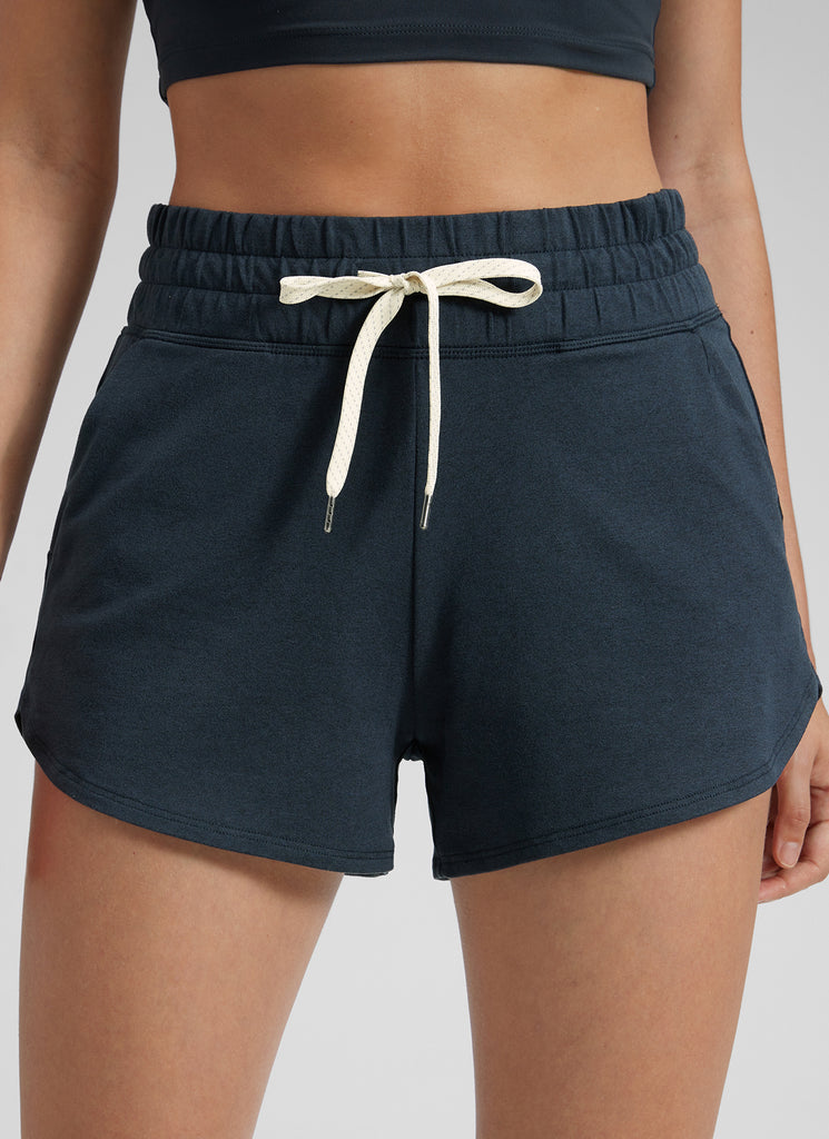 CRZ YOGA Women's Cloud Jersey High Rise Dolphin Casual Sweat Short 3'' True Navy