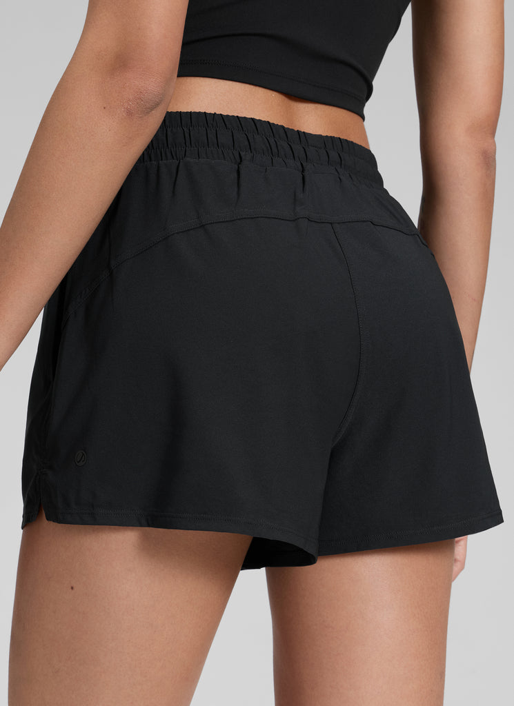 CRZ YOGA Women's Casual Regular Fit High Rise Tennis Short Black