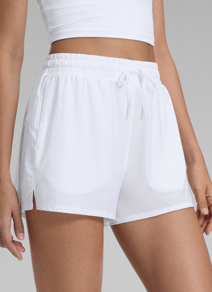 CRZ YOGA Women's Casual Regular Fit High Rise Tennis Short White
