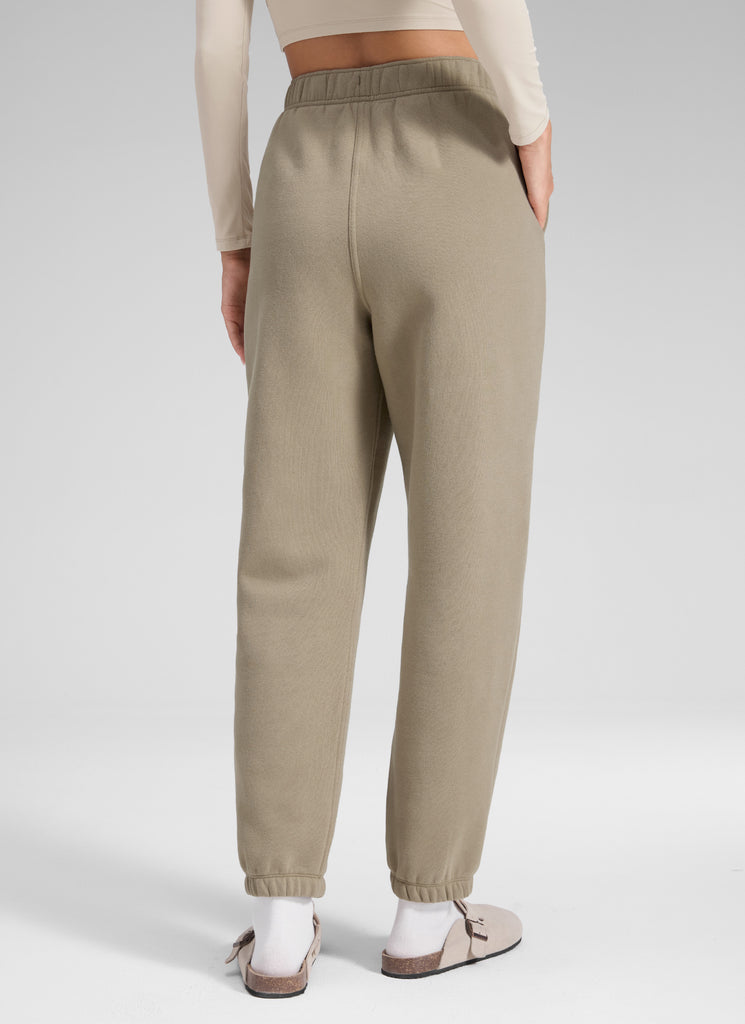 CRZ YOGA Women's Fleece Lined High Rise Drastring Pocket Sweatpants Dove Grey Heather