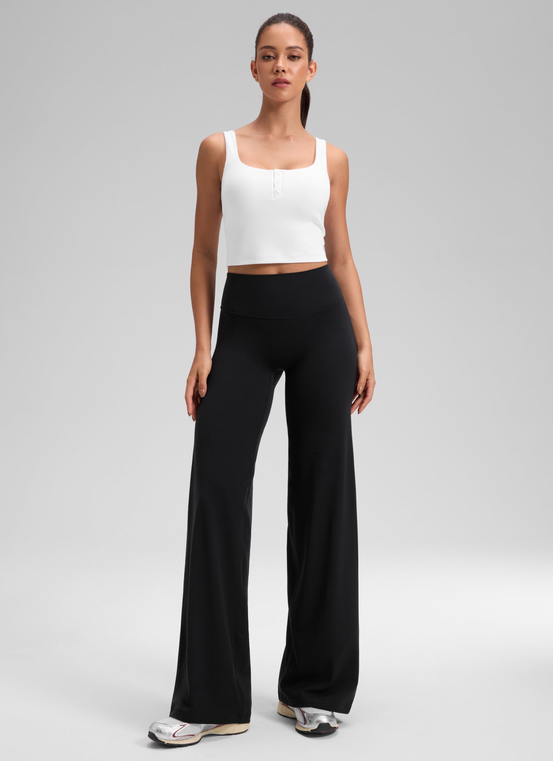 CRZ YOGA Women's Softretch Workout No Front Seam Wide Leg Pant 28