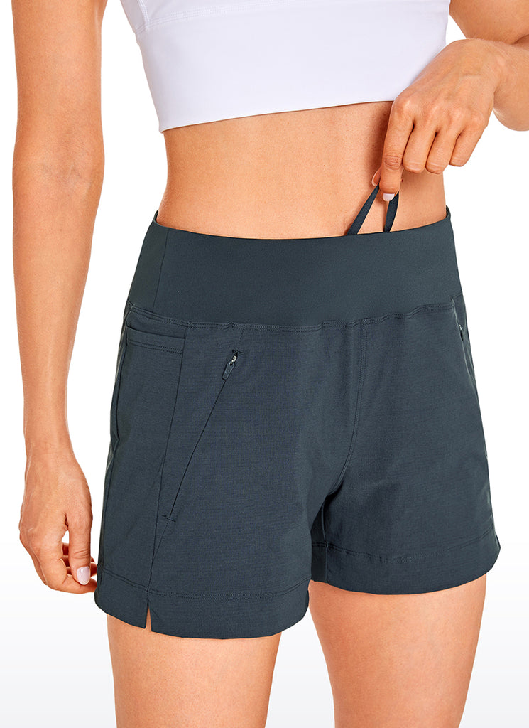 CRZ YOGA Women's Hiking Ripstop Mid-Rise Hiking Shorts Zip Pockets 4'' Ink Gray