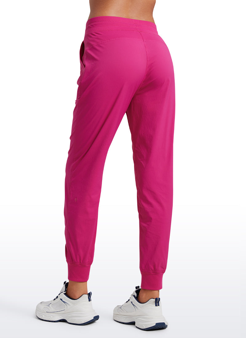 CRZ YOGA Women's Travel Classic Fit Striped Joggers 28'' Ruched Mist Powder