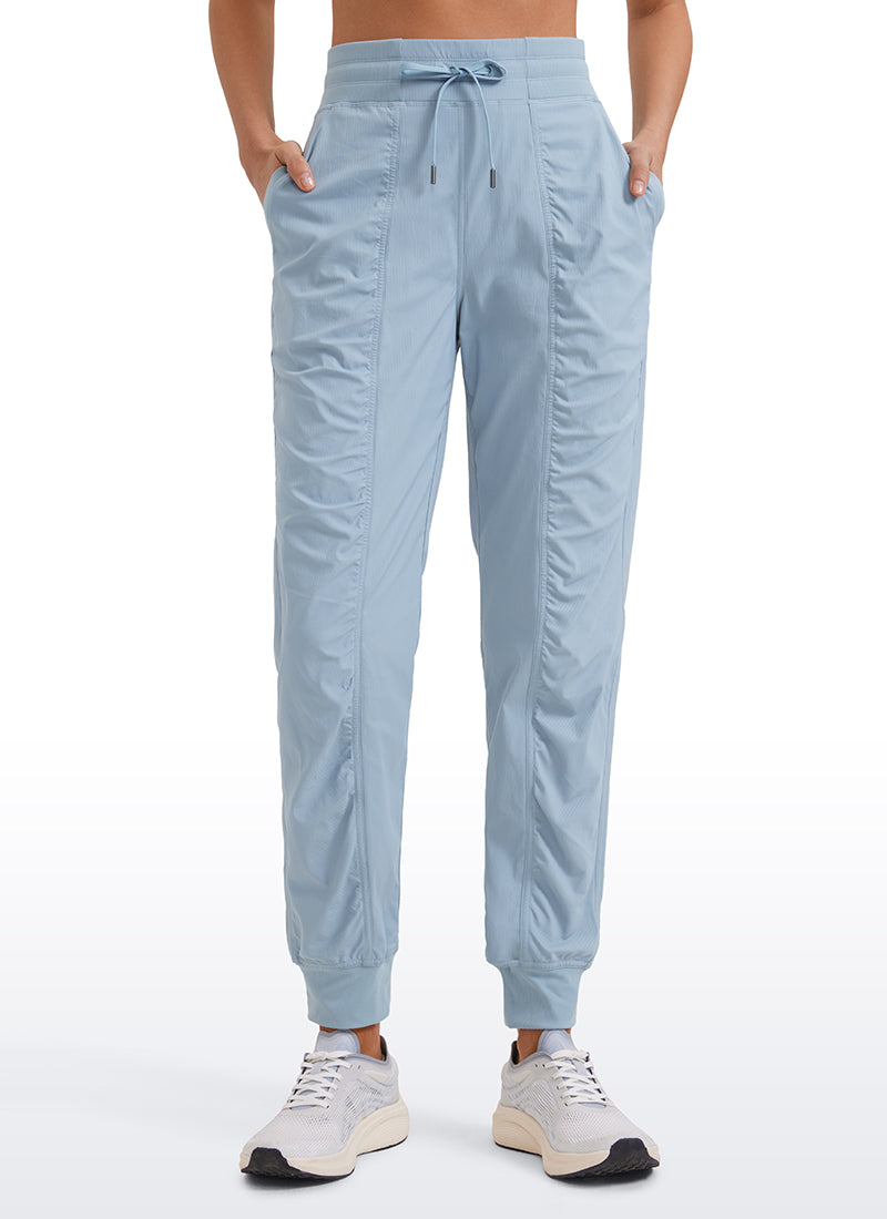 CRZ YOGA Women's Travel Classic Fit Striped Joggers 28'' Ruched Granita Pink