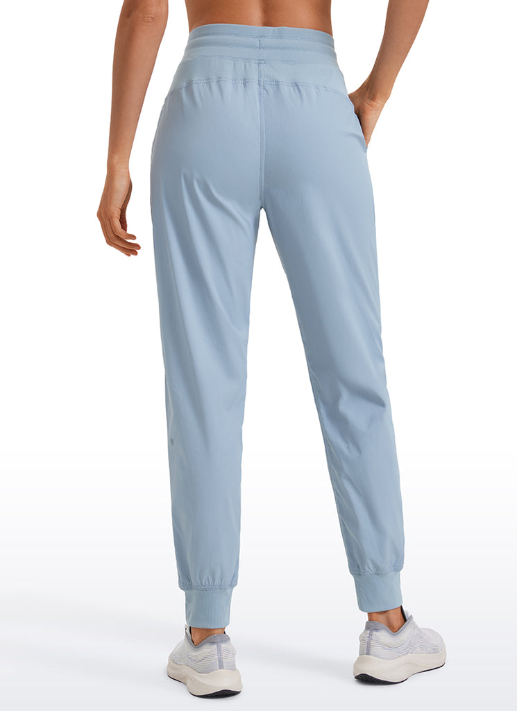 CRZ YOGA Women's Travel Classic Fit Striped Joggers 28'' Ruched Granita Pink