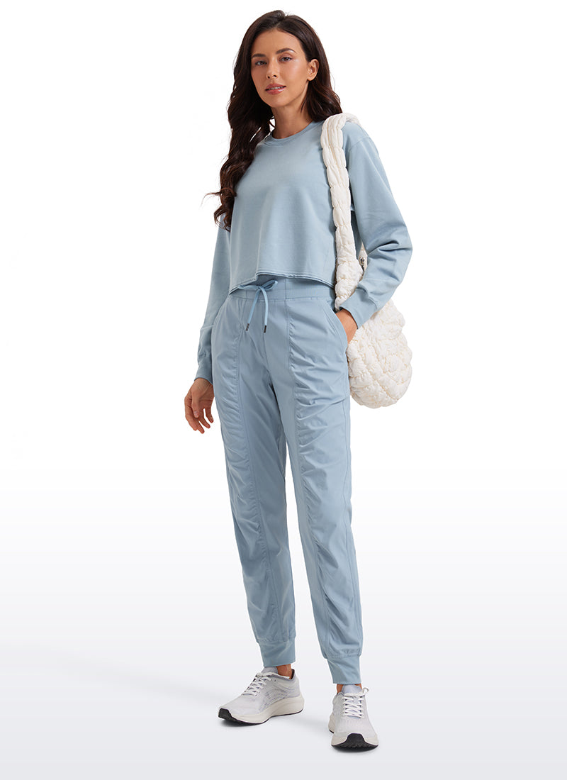 CRZ YOGA Women's Travel Classic Fit Striped Joggers 28'' Ruched Granita Pink