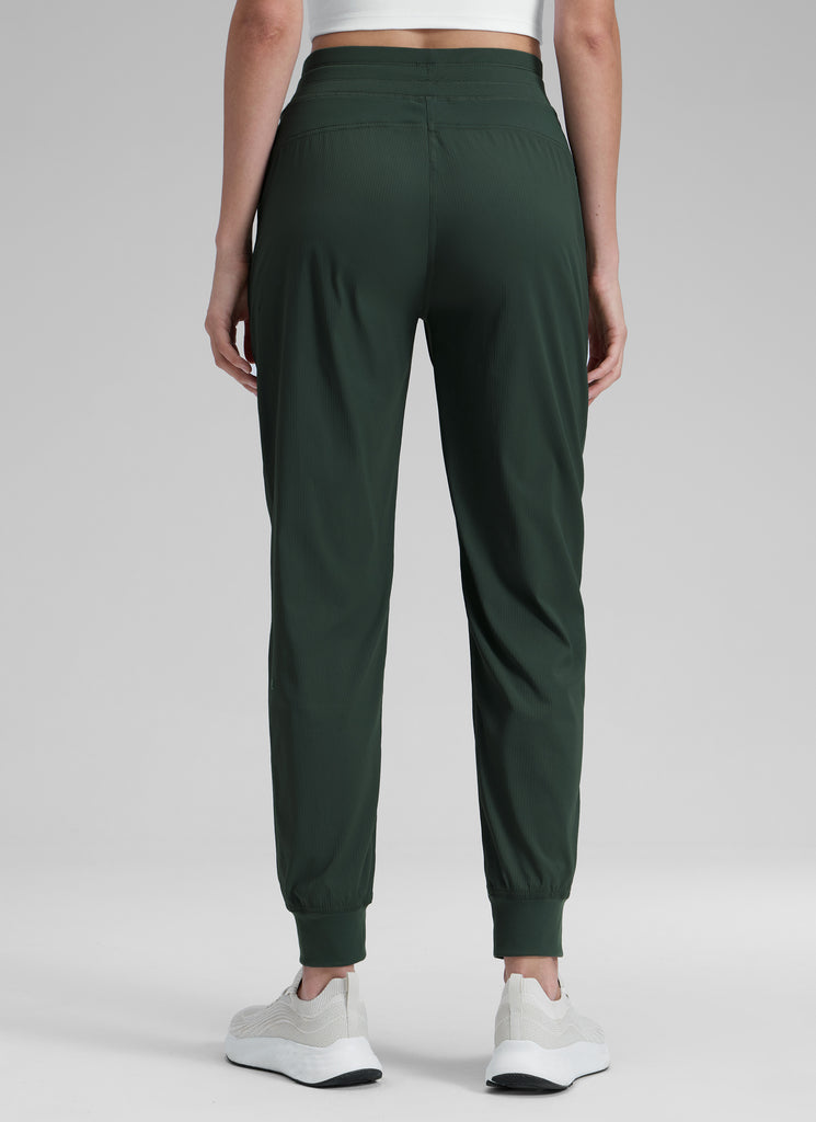 CRZ YOGA Women's Travel Classic Fit Striped Joggers 28'' Ruched Olive Green