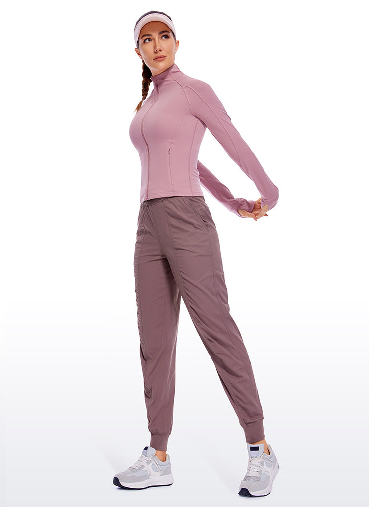 CRZ YOGA Women's Travel Classic Fit Striped Joggers 28'' Ruched Ink Blue