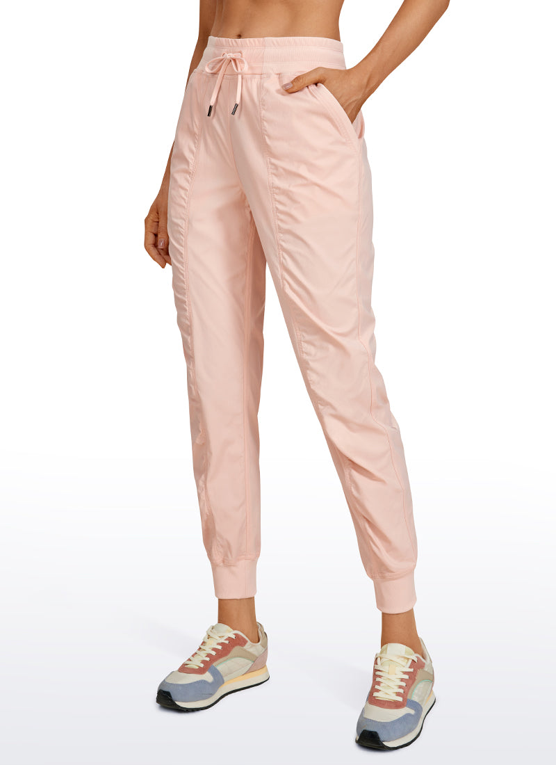 CRZ YOGA Women's Travel Classic Fit Striped Joggers 28'' Ruched Magenta Purple