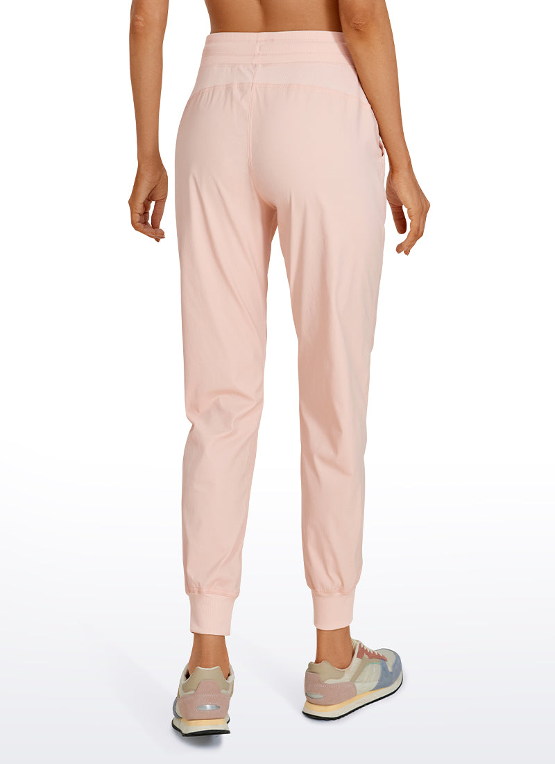 CRZ YOGA Women's Travel Classic Fit Striped Joggers 28'' Ruched Magenta Purple