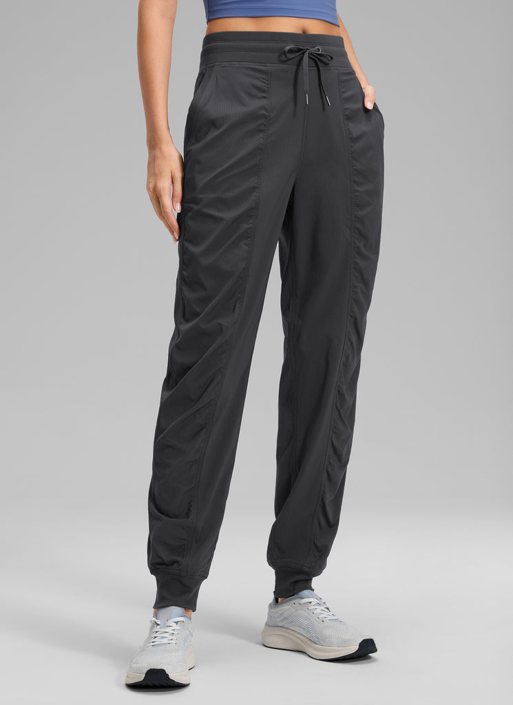 CRZ YOGA Women's Casual High Rise Drawstring Pocket Ruched Jogger 30'' Black