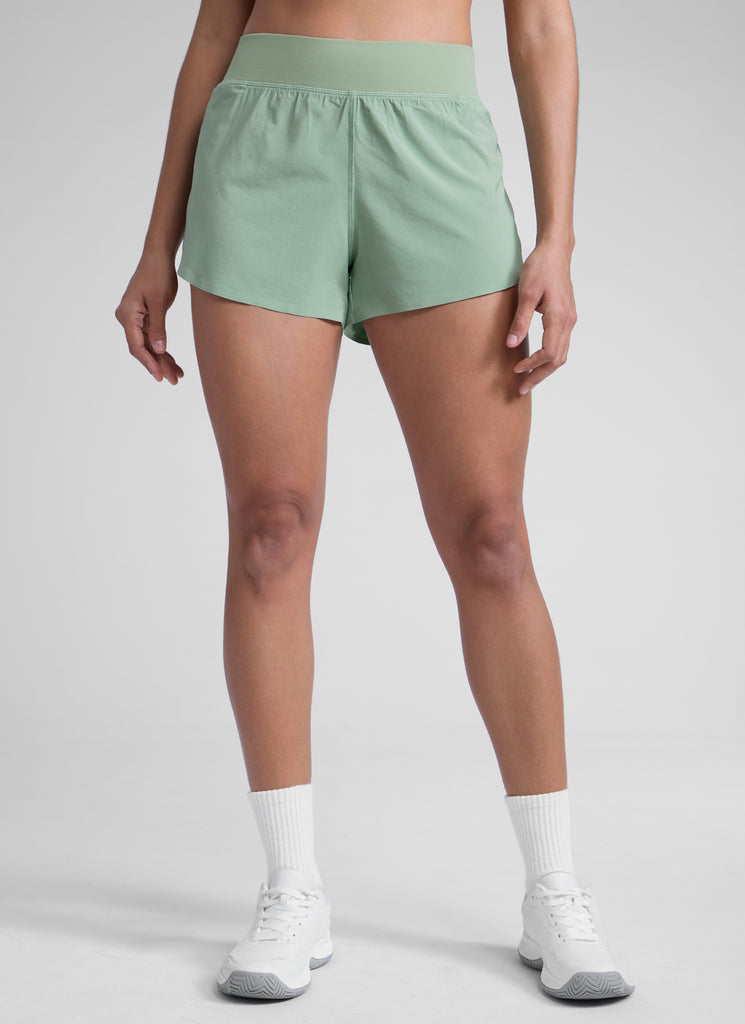 CRZ YOGA Women's Running High Rise Mesh Lined Shorts 3'' Workout Short True Navy