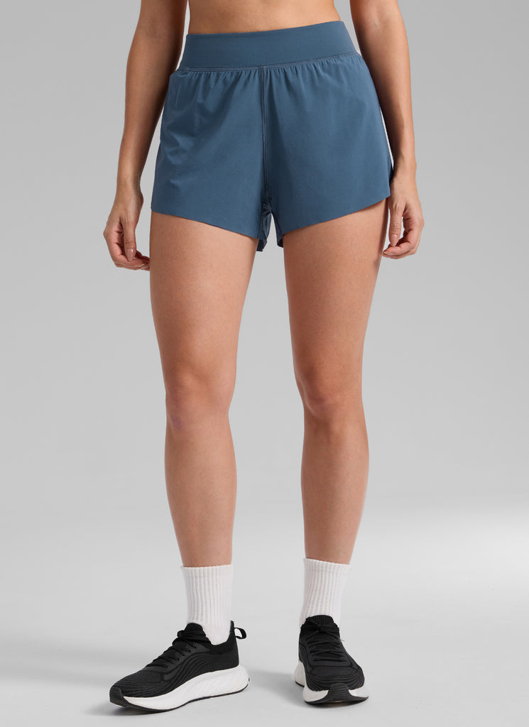 CRZ YOGA Women's Running High Rise Mesh Lined Shorts 3'' Workout Short Black