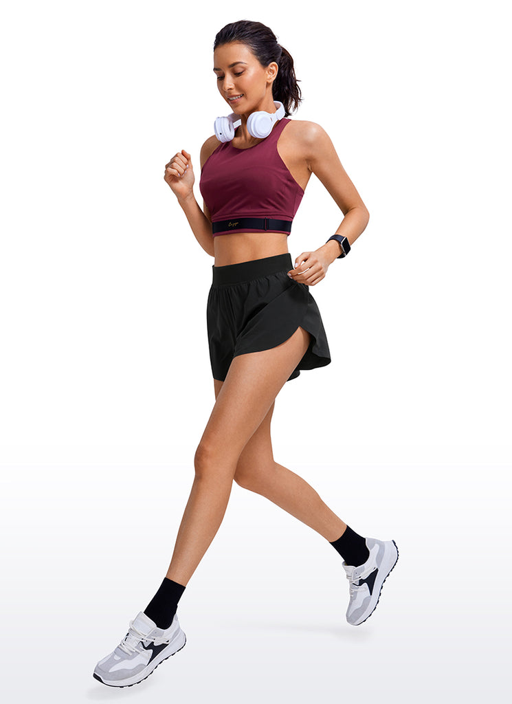 CRZ YOGA Women's Running High Waisted Mesh Lined Shorts Workout Shorts Black