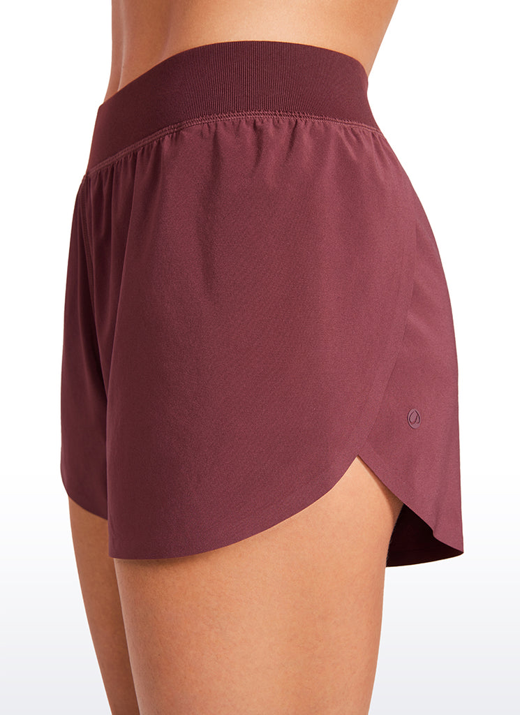 CRZ YOGA Women's Running High Waisted Mesh Lined Shorts Workout Shorts Red Merlot