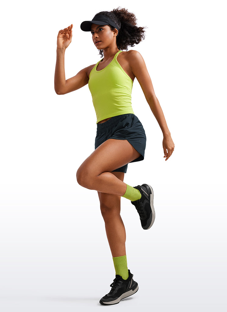 CRZ YOGA Women's Running Mid Rise Feathery-Fit Mesh Liner Shorts 5'' Graphite Grey