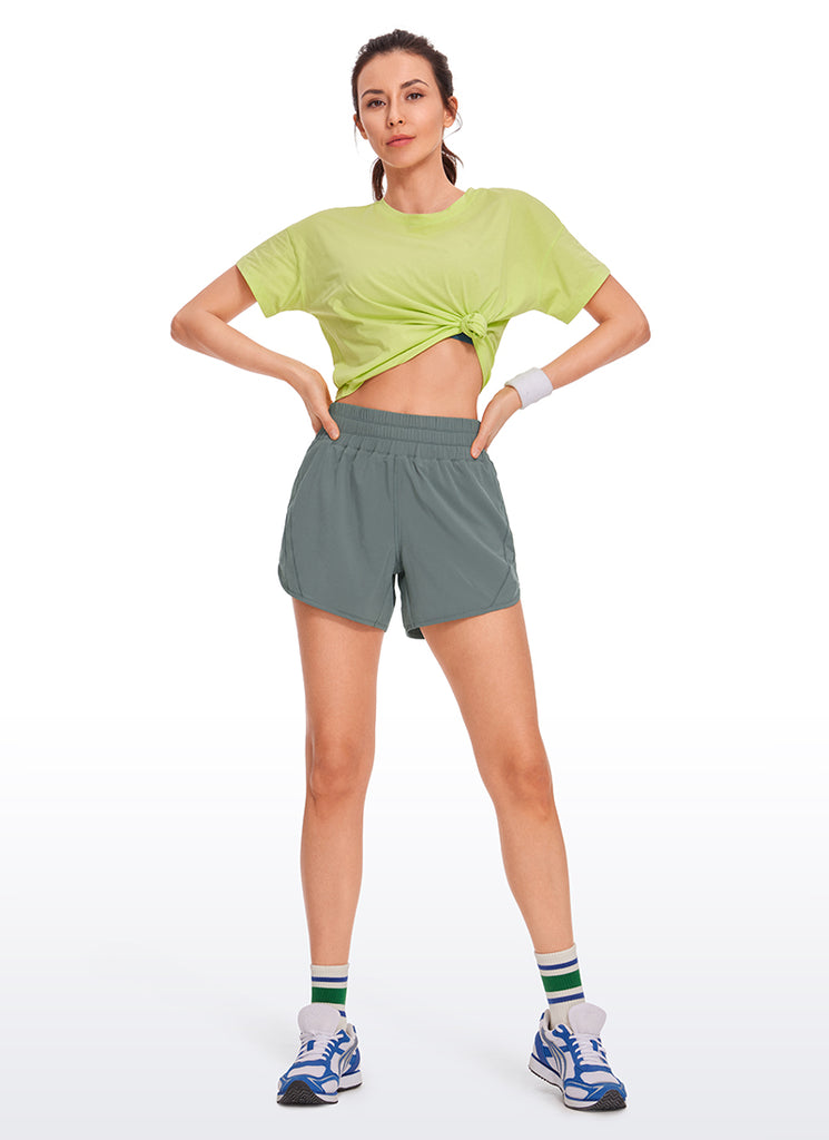 CRZ YOGA Women's Running Mid Rise Feathery-Fit Mesh Liner Shorts 5'' Grey Sage