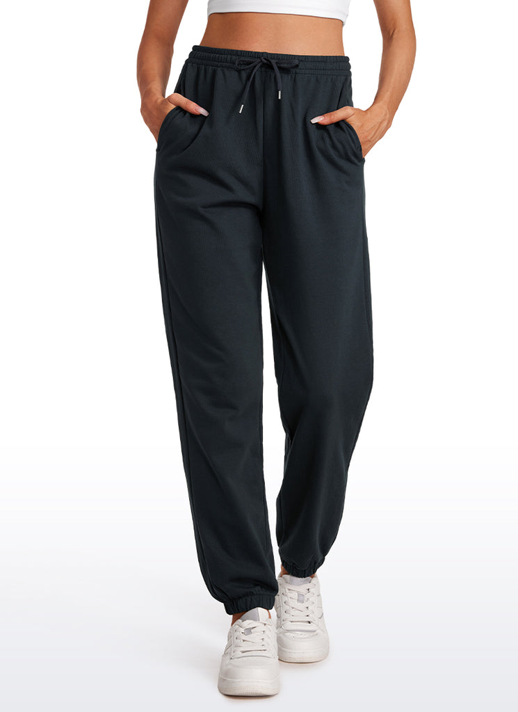 CRZ YOGA Womens French Terry High Rise Down the Street Sweatpants 28'' Black