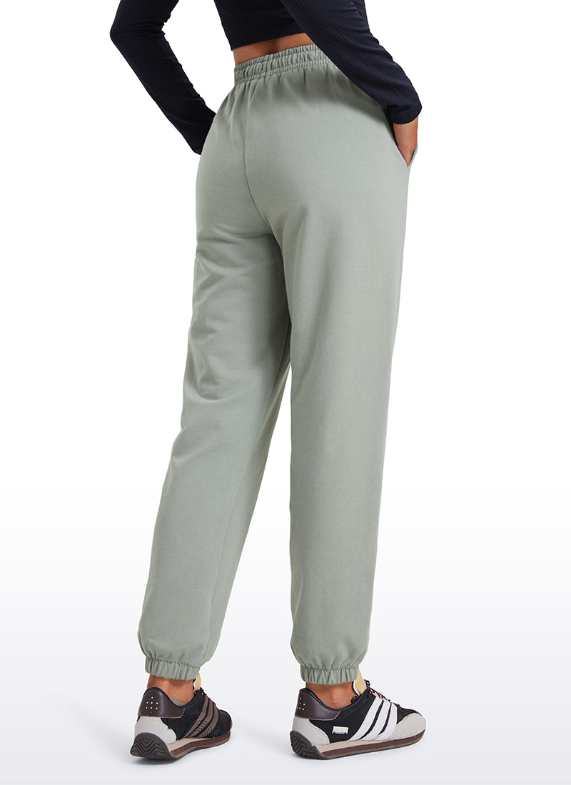 CRZ YOGA Fleece Sweatpants Women Cotton Pockets High Waisted Joggers Sterling