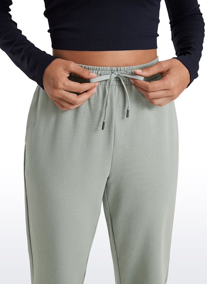 CRZ YOGA Fleece Sweatpants Women Cotton Pockets High Waisted Joggers Sterling