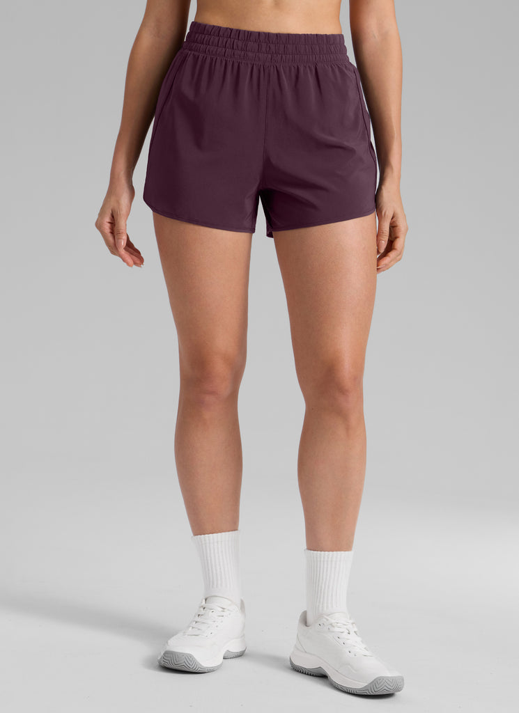 CRZ YOGA Women's Running High Waisted Mesh Lined Shorts 3'' White